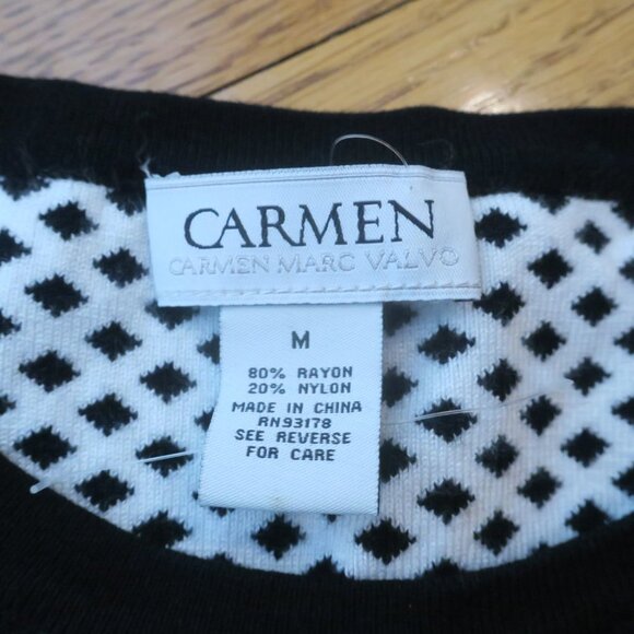 Carmen Marc Valvo Womens knit black and white pullover top (size M, runs small). - Picture 13 of 15